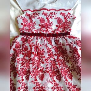 New Little girl formal dress in red and silver